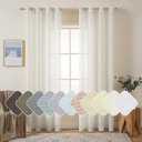 MIULEE Linen Sheer Curtains 108 Inch Long Elegant Solid Natural White Drapes Grommet Top Window Voile Panels Linen Textured Panels for Bedroom Living Room (52X108 Inch)