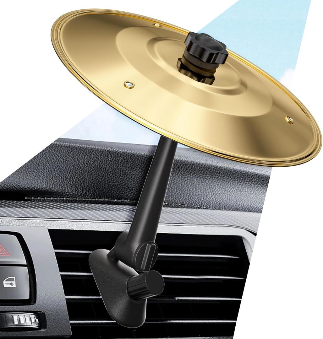 Car Cymbal Air Vent, Mini Drum Cymbal for Car Vent Decoration, Funny Car Symbol Drum Air Vent Ornament, Small Crash Cymbal Accessory Suitable for All Vehicles (Gold)