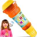 Novelty Place Echo Mic for Kids and Toddlers - Battery-Free Magic Karaoke Microphone Voice Amplifying Retro Toy for Singing, Speech & Communication Therapy - 10" (Yellow & Orange)