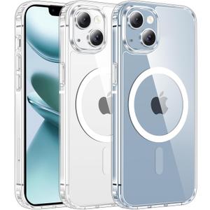 FNTCASE for iPhone 14 Plus Case: Clear Magnetic Phone Cases Compatible with Magsafe Slim Anti Yellowing Military Grade Drop Protection Rugged Protective Transparent Cell Phone Cover (A-Clear)