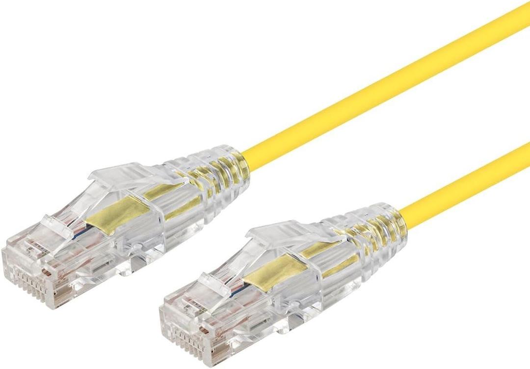 Monoprice Cat6 7ft Yellow Component Level Patch Cable UTP 28AWG 550MHz Pure Bare Copper Snagless RJ45 SlimRun Series Ethernet Cable