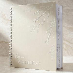 Beautiful Minimalistic Wedding Planner Book and Organizer - Enhance Excitement and Makes Your Countdown Planning Easy - Unique Engagement Gift for Newly Engaged Couples, Future Brides and Grooms (Beige)