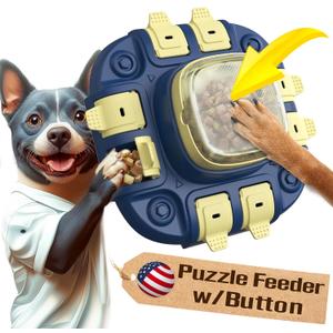 KADTC 2 Levels of Challenge - Dog Puzzle Toy for Small/Medium/Large Dogs Treat Puzzles Feeder Food Dispenser Slow Enrichment Feeding Puppy Mental Stimulation Toys Brain Games Christmas & New Year Gift (Yellow Blue)