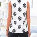 BTFBM Womens Tank Tops Floral Printed V Neck Sleeveless Spring 2026 Business Work Dressy Casual Shirts Chiffon Blouses (White, XXL)