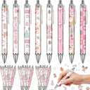 VorkiVecKi Pink Christmas Pens Gifts - 24 Pcs Cute Retractable Ballpoint Pen Black Ink Smooth Writing Fine Bulk Xmas Santa Tree Party Favors for Women Office Supplies