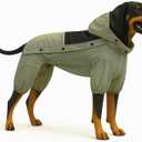 LOVELONGLONG Waterproof Dog Raincoat with Removable Hood – Outdoor Full Body Dog Jacket, Windproof Snowproof Shell Suit – All Season Pet Rain Gear Sage Green 4XL