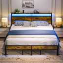 Liians King Size Bed Frame with USB Type C Charging Station Headboard, Smart LED Lights, Metal Platform Noise Free, No Box Spring Needed, Easy Assemably