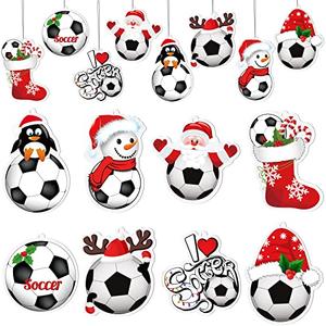 Chunful 24 Pcs Soccer Ornaments for Christmas Tree Sports Ball Ornaments Acrylic Hanging Christmas Tree Decoration for Holiday Party Supplies, 8 Styles