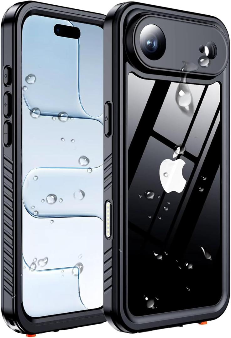 MOZOTER for iPhone Air Case Waterproof,[IPX8 Underwater Case][Full Body Shockproof & Military Dropproof] Clear Sound Quality Built-in Screen Protector for iPhone Air 6.5 inch-Black