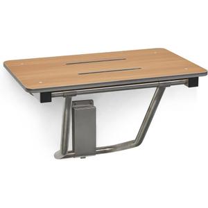 24" x 15" Teak Folding Wall Mount Shower Seat Bench, ADA Compliant