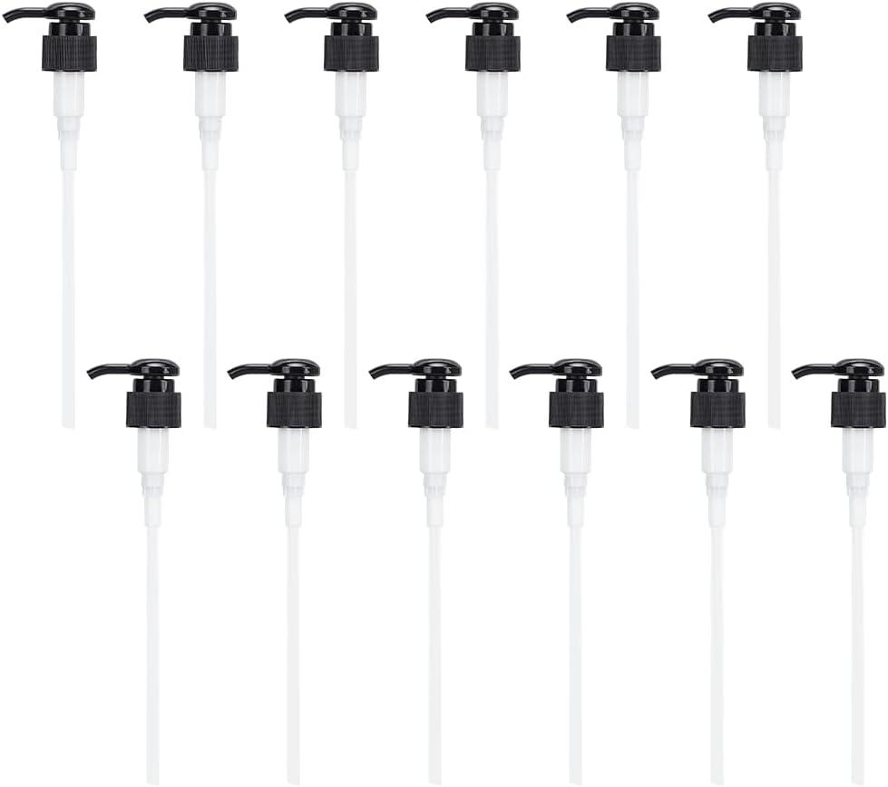 BENECREAT 12 Pcs Black Plastic Dispensing Pumps, 24/410 Universal Soap Dispenser Pump, Round Replacement Pump for Liquid Dispensing