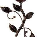 Touch Control Table Lamp with 2 USB Charging Ports, 3-Way Dimmable Bedside Nightstand Lamps, Amber Glass Shade Vintage Rural Leaf Lamp for Living Room, Bedroom, Dresser, LED Bulb Included (Bronze)