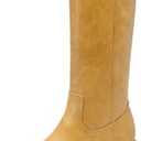 DREAM PAIRS Women's Square Toe Platform Chunky Block Heel Knee High Riding Boots.6.5