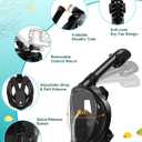 Viginsul Mask Fins Snorkeling Gear for Adults, Full Face Snorkel Mask & Adjustable Swim Fins Snorkel Set, Panoramic View Snorkel Mask Dry Top Anti-Fog Anti-Leak