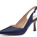 Rilista Women's Slingback Kitten Heels Closed Pointed Toe Wedding Party Dress Pumps Shoes (8)