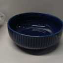 Extra Large Salad Bowl, 2800ml Ceramic Fruit Bowl, Stylish Navy Blue Bowl Round Vertical Stripe, Soup Bowl, Serving Bowl for Salad, Fruit, Noodle, Soup(23.5x8.8cm, 95oz)