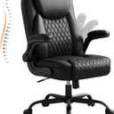 GTPLAYER PU Leather Office Chair, Home Desk Chair with Flip-up Arms, Modern, Small