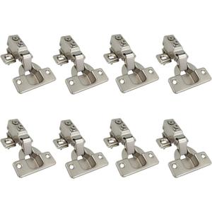 LIKERAINY 95Deg Full Overlay Face Frame Hinge 35mm with Hydraulic Damper for Cabinet Door Compact Soft Closing Short Mini Hinges for Cabinet Cupboard Wardrobe Pack of 8