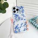 2 x NITITOP Compatible with iPhone 16 Pro Case with Card Holder Clear Cute Floral Flowers Branch for Women Girls Soft TPU Wallet Shockproof Protective Cover - Blue