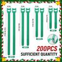 200 Pcs Christmas Garland Ties 12'',10'',8'',4' Nylon Garland Ties Reusable Garland Holders for Railing Adjustable Holiday Garland Ties Hook and Loop for Christmas Tree Wreath Stairways Railing(Green)