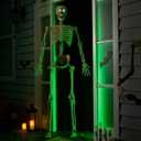JOYIN 6.9 FT Halloween Posable Skeleton Life Size, Voice Sensing Blink Eyes Moving Jaw, Giant Skeletons Bones Full Body Movable Joints for Indoor Outdoor Halloween Party Decoration, Hounted House Prop