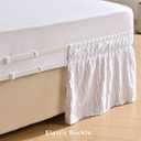 MIYE Wrap Around Ruffled Lace Bed Skirt, Elastic Dust Ruffle with Adjustable Belts, Easy to Put On, Bed Frame Cover, Machine Washable (Wavy/White, King/Queen-15 Drop)
