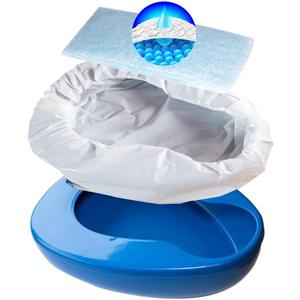 Contoured Bedpan Set with 25 Super Absorbent Pads and Liners - Heavy Duty Bed Pan for Females and Men - For Hospital or Home Use of the Elderly and Bedridden Patients - Pads Absorb up to 35 oz /1000ml