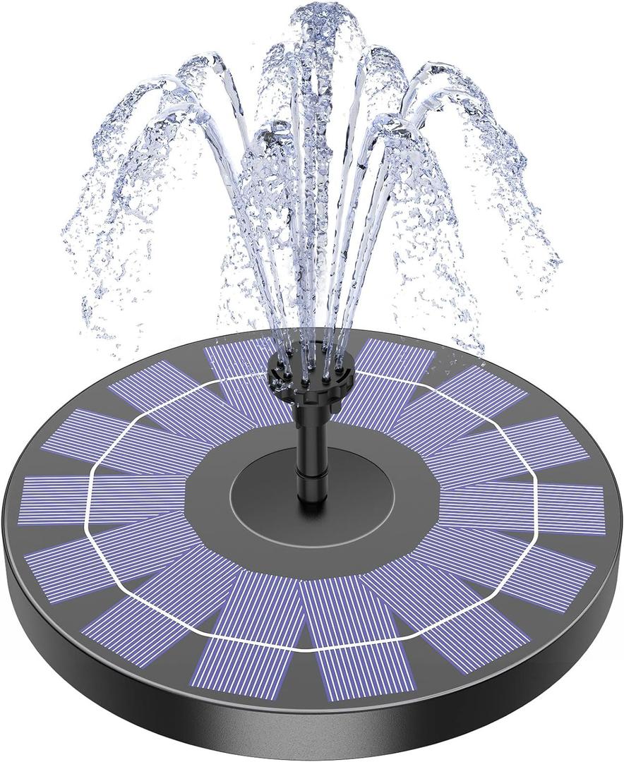 AISITIN Solar Fountain Pump 2024 Upgrade Solar Bird Bath Fountain with 6 Nozzles, 2.5W Solar Water Fountain for Bird Bath, Garden, Ponds, Pool, Fish Tank and Outdoor