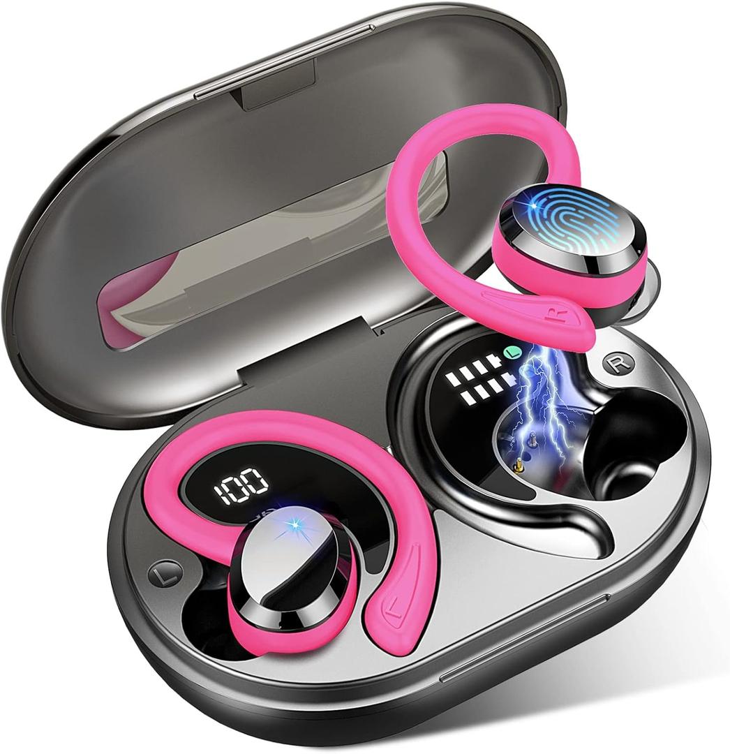 Rulefiss Wireless Earbuds Sport Bluetooth Headphones, Bluetooth 5.3 Earbuds with Immersive HiFi Stereo, 2024 New 48Hrs Wireless Ear Buds, ENC Mic, Over Ear Earhooks, IP7 Waterproof in Ear Earphones