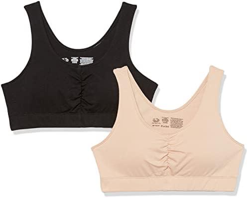 Fruit of the Loom Women's 2-Pack Shirred Front Sport Bra – Removable Pads for Customizable Support Size 42