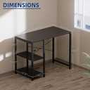 Pamray 32 Inch Small Computer Desk with Shelves, Home Office Desk with Headphone Hook for Bedroom, Study Writing PC Table for Small Spaces, Grey