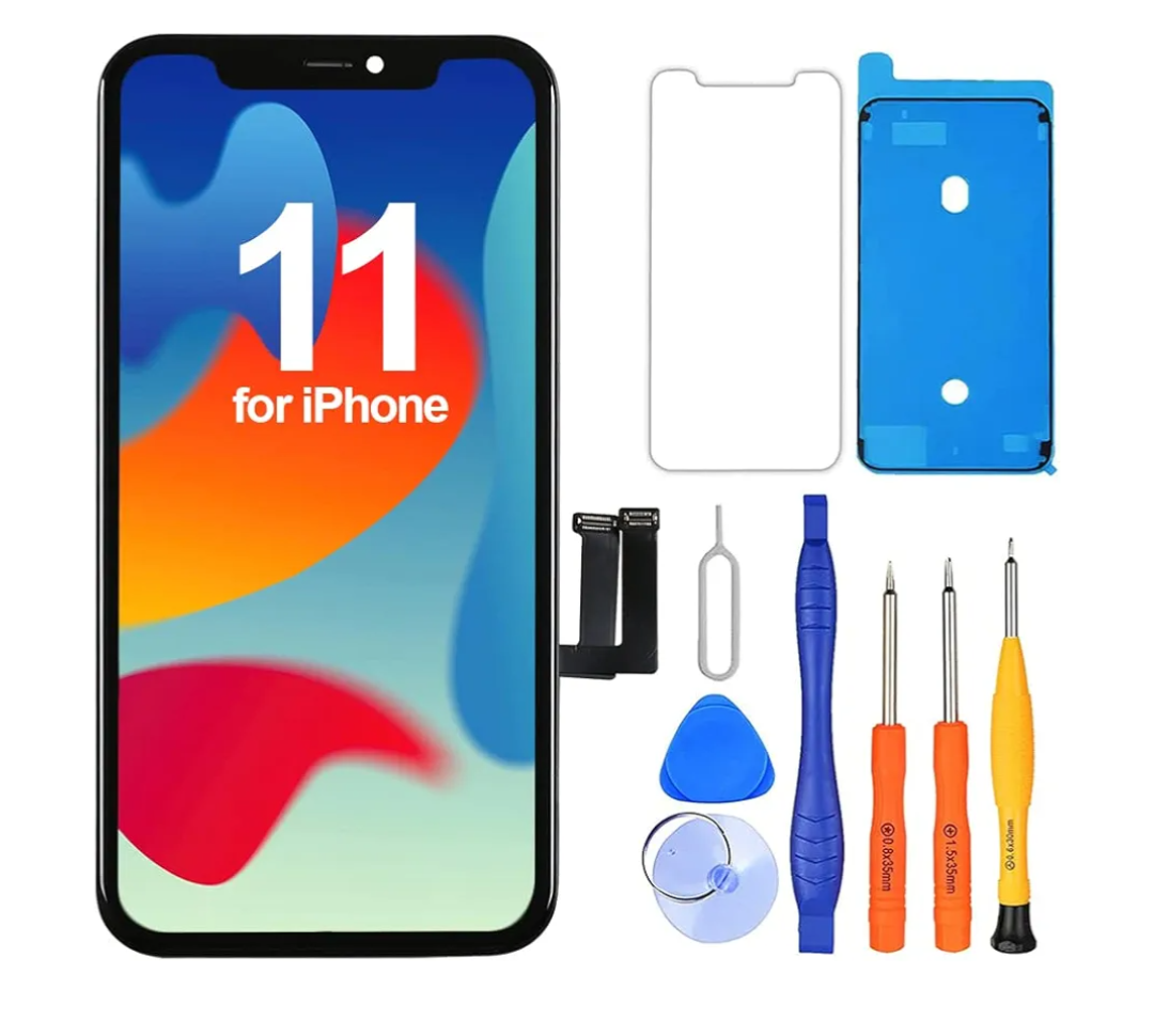 Ayake Screen Replacement for iPhone 11, 6.1-inch LCD Display Full HD and Touch Digitizer Assembly True Tone Programmable Face ID Remains with Tool Kits, for Model A2111, A2223, A2221