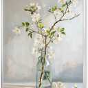 daktenn Floral Canvas Wall Art Bathroom Wall Art Pictures Wall Decor Home Decor Wall Decor for Bedroom Livingroom (Silver Framed, 18" x 24")