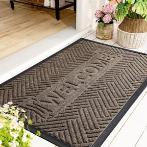Mibao Front Door Mat Outside Entrance, Durable Outdoor Indoor Mat, Low Profile Heavy Duty Doormat, Non-Slip, Traps Dirt and Moisture, Easy Clean Patio Porch Entryway Mat, 47" x 32", Brown