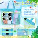Collapsible Beach Buckets for Kids, Foldable Sand Buckets and Shovels with Mesh Bag, Silicone Sand Pails Travel Beach Toys for Toddlers Easter Egg Hunt, Camping and Fishing Water Pail