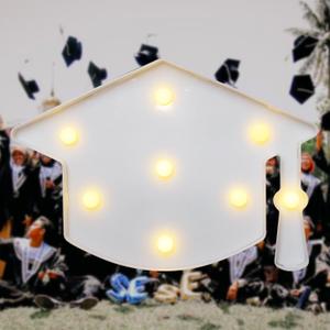 Graduation Cap Decorations Grad Light Up Letters Doctoral Tam Marquee Lights Hat for Master and Doctorate Ceremonies, High School College Bachelor Party, Graduation Decorations(White)