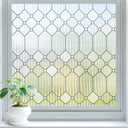 SUNBABY Reeded Glass Window Privacy Film, Frosted Glass Window Film for Bathroom & Front Door, Static Cling Decorative 3D Window Stickers Day and Night Privacy Sun Heat Blocking (17.5 x 78.7 Inch)