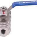 DERNORD 3-Way Ball Valve, L Mounting Pad, Stainless Steel 304 Female Type for Water, Oil, and Gas with Vinyl Locking Handle (1/4 Inch NPT)