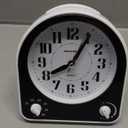 Peakeep Analog Alarm Clock Non-Ticking Silent, Optional 7 Wake-up Sounds with Volume Control, Nightlight and Snooze, AA Battery Operated (Black)