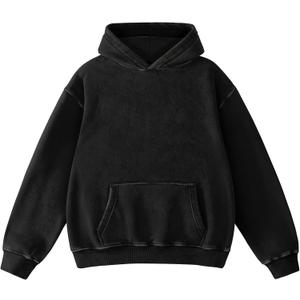 Hatant Oversized Hoodie Sweatshirts for Men Couples Heavyweight Hoodies Pullover Vintage Mens Acid Wash Sweaters Clothes 2026 (Large, Black)