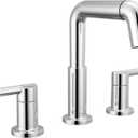 Delta Nicoli Chrome Bathroom Faucet with Sprayer, 8 Inch 3 Hole Widespread Bathroom Sink Faucet with Pull Out Sprayer, Push-Pop Drain, Chrome 35849LF-PD