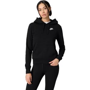 Nike Women's Sportswear Club Fleece Pullover Hoodie (Medium, Black/White)