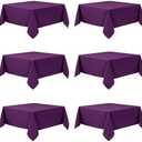 Dailyset 6-Pack Purple Tablecloths for Square Tables, 70 x 70 Inches, Stain-Resistant Polyester Fabric for 3 Foot Tables - Washable Table Covers for Weddings, Banquets, Birthday Parties, Events Item Has Marks