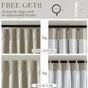 Light Beige Pinch Pleated 100% Blackout Linen Bedroom Curtains 96 Inch Length Double Layer Pleat Curtains Ring Hooks Back Tab Black Out Room Darkening Drapes 96 Inches Long Living Room Oatmeal