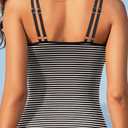 Women Tankini Swim Top Only - Tummy Control Swimsuit Bathing Suit Top (Black, L)