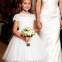 GRACE KARIN Flower Girl Dress with Big Bow,Kids Lace Tulle Princess Gown,Wedding Formal Birthday Party Pageant 5-10Y