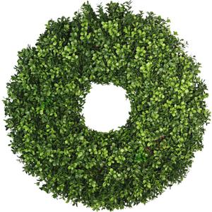 Artificial Boxwood Wreath for Front Door  Preserved Green Wreath for Spring, Fall, Christmas & Holiday Decor  UV-Resistant for Indoor & Outdoor Use (1, 24")