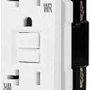 Amazon Basics Weather-Resistant Tamper-Resistant GFCI Receptacle with LED Indicator, Self-Test Feature, Ground Fault Circuit Interrupter for Indoor or Outdoor Use, 20 Amp, White