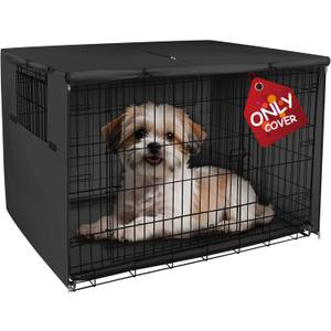 Explore Land Dog Crate Cover Heavy Duty Polyester Pet Kennel Sunshade Universal Fit for 18 inches Wire Cage (Black)