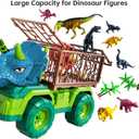 TEMI Dinosaur Truck Toy for Kids 3-5 Years, Triceratops Transport Car Carrier with 8 Dino Figures, Activity Play Mat, Dino Eggs and Trees, Capture Jurassic Dinosaurs Play Set for Boys and Girls